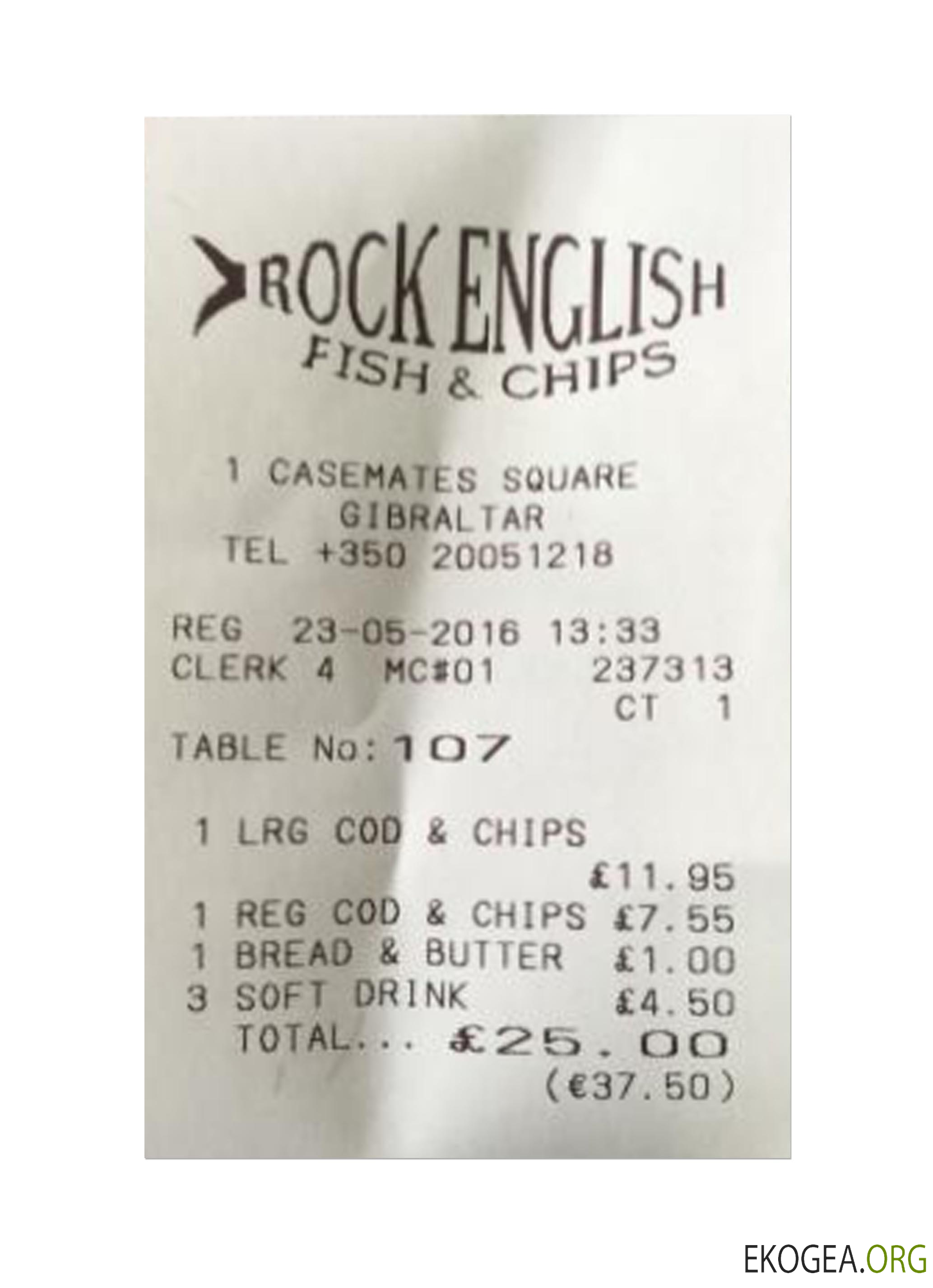 Reçu de paiement ROCK ENGLISH